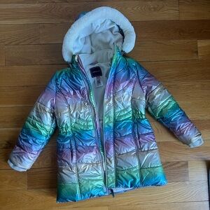 Andy & Evan Metallic Pastel Rainbow Puffer Jacket
